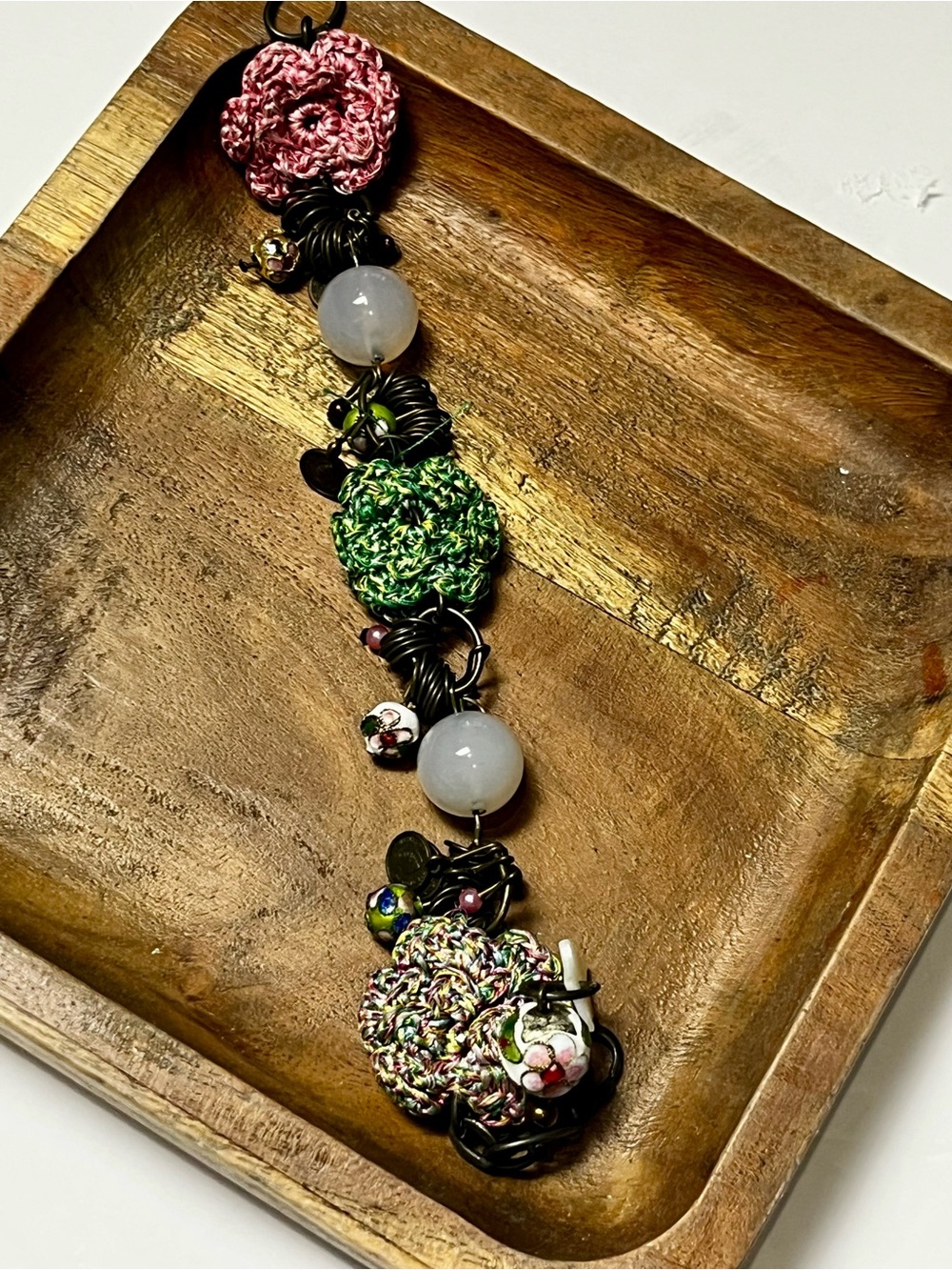 Handmade Multi-Color vintage Crochet Flower Bracelet - Women Jewelry - Picture 8 of 10